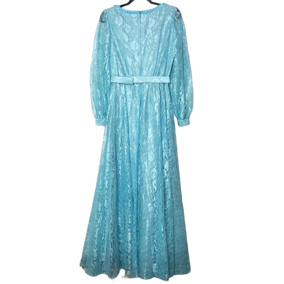 Vintage Mike Benet 60s Blue Lace Overlay Dress - Picture 3 of 15